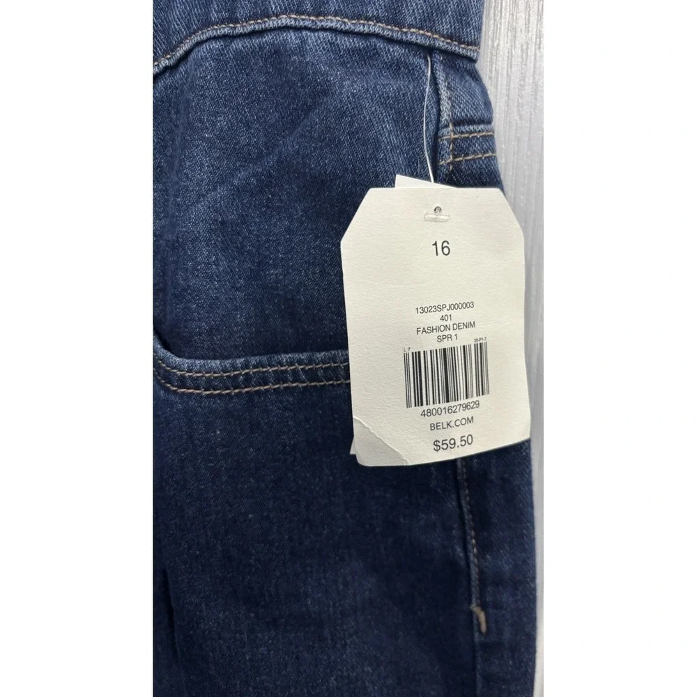 NWT Wonderly High Rise Wide Leg Jeans 16 Tall Long Dark Wash 100% Cotton Pleated